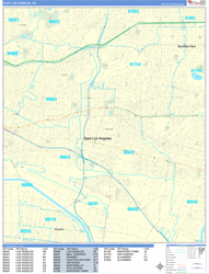 East Los Angeles Wall Map Basic Style 2024